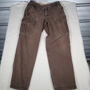 Duluth Trading Co Cargo Pants Mens 38x36 (35x32) Brown Canvas Workwear Utility